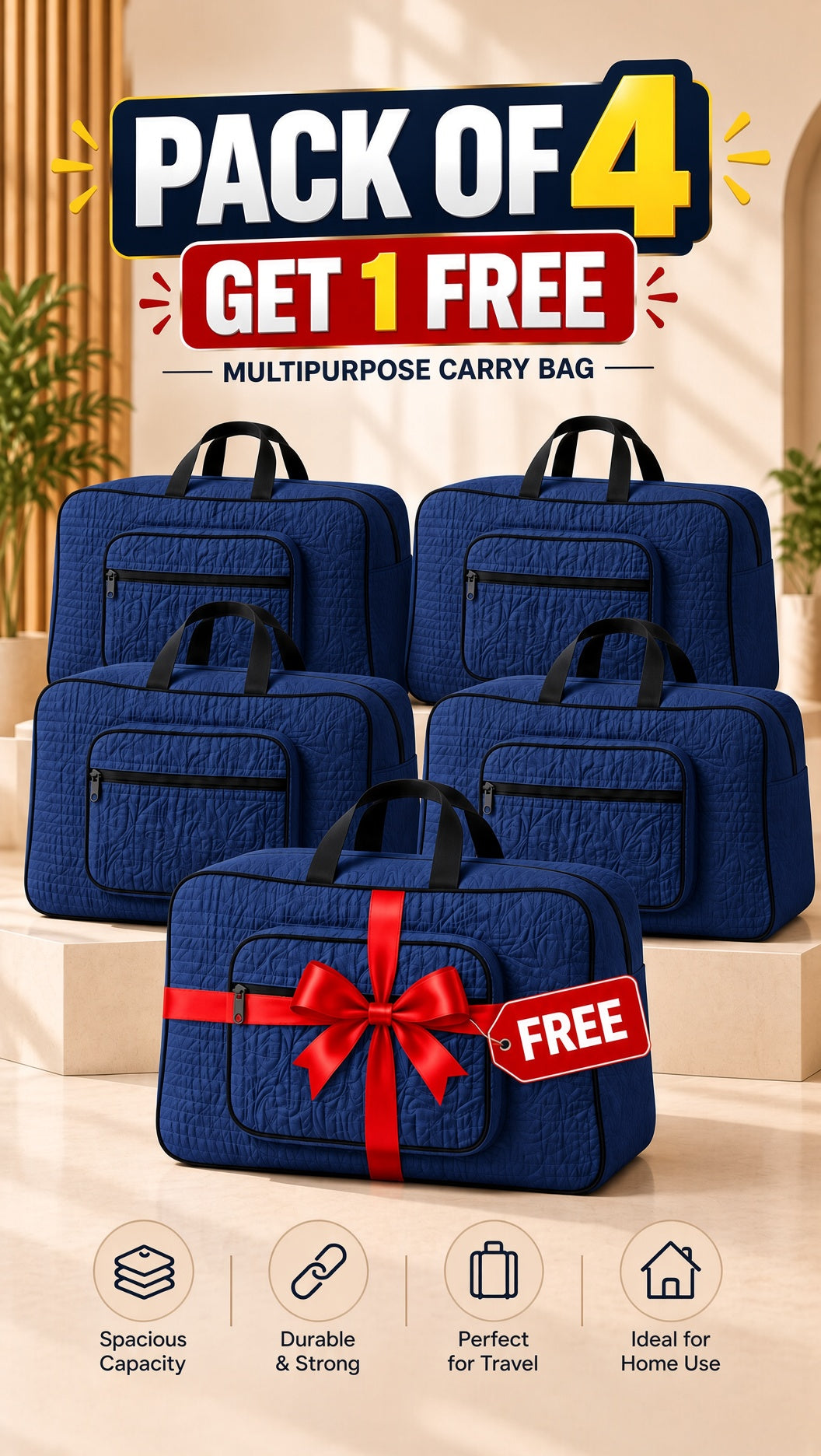 Signature Carry Ease Quilted Bag - Storage & Travelling Bag [Purple]