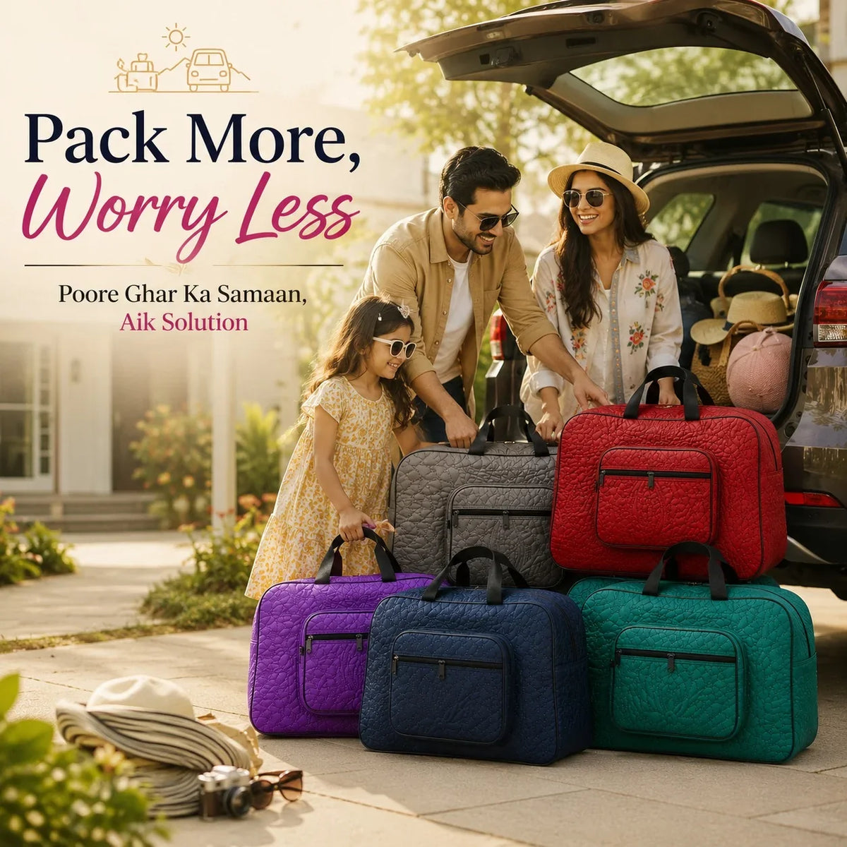 Signature Carry Ease Quilted Bag - Storage & Travelling Bag [Red]